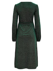 Pour Moi Green Mariah Glitter Stretch Velvet Belted Midi Dress - Image 4 of 4