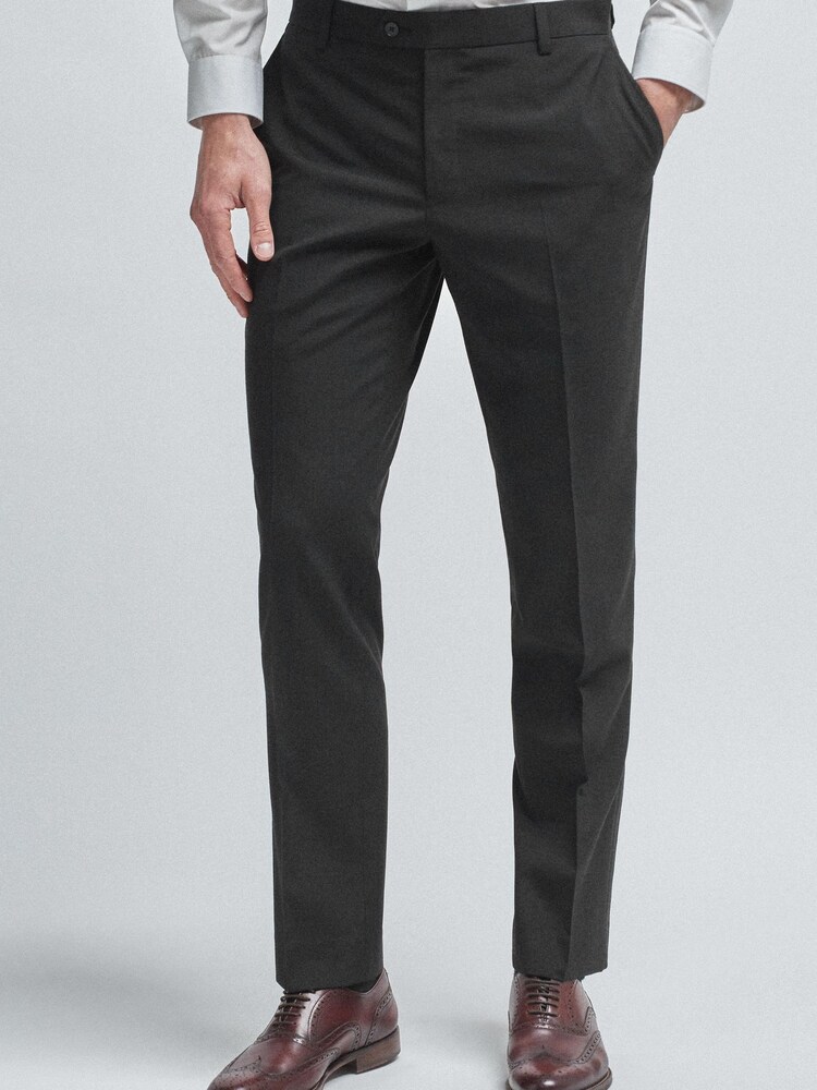 Black Tailored Fit Wool Mix Textured Suit: Trousers - Image 1 of 1 Black Tailored Fit Wool Mix Textured Suit: Trousers - Image 1 of 1
