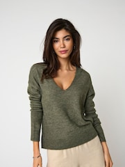 Grau - Jdy Weicher Pullover mit V-Ausschnitt - Bild 1 von 7