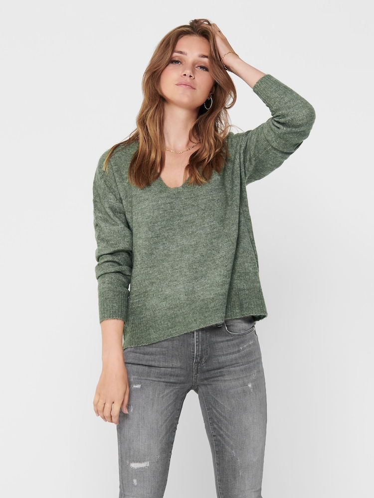 Grau - Jdy Weicher Pullover mit V-Ausschnitt - Bild 2 von 7
