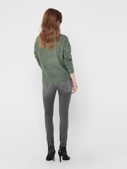 Grau - Jdy Weicher Pullover mit V-Ausschnitt - Bild 3 von 7