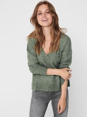 Grau - Jdy Weicher Pullover mit V-Ausschnitt - Bild 5 von 7