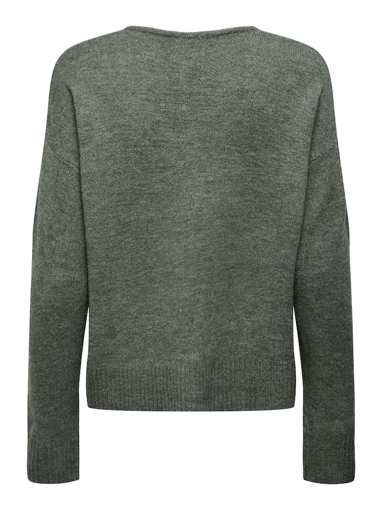 Grau - Jdy Weicher Pullover mit V-Ausschnitt - Bild 7 von 7