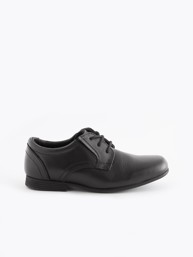 Black Standard Fit (F) School Leather Formal Lace-Up Shoes - Image 2 of 5