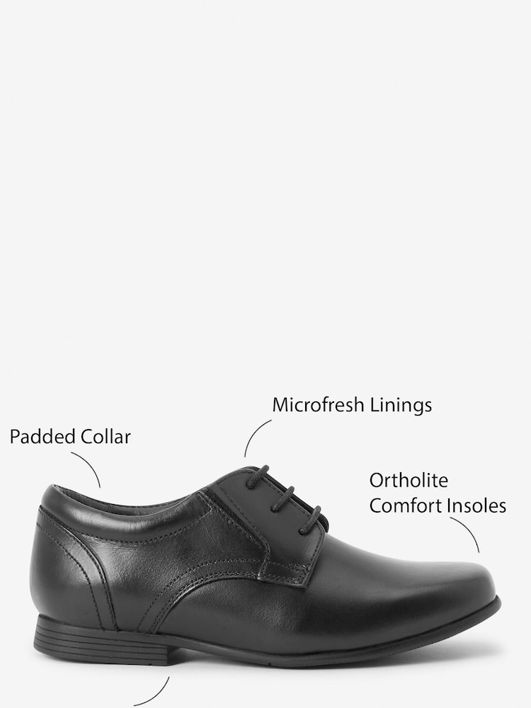 Black Standard Fit (F) School Leather Formal Lace-Up Shoes - Image 5 of 5