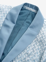 Light Blue Slim Fit Satin Jacquard Blazer - Image 7 of 10