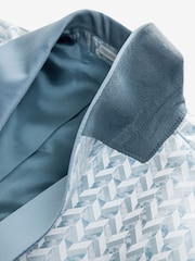 Light Blue Slim Fit Satin Jacquard Blazer - Image 8 of 10