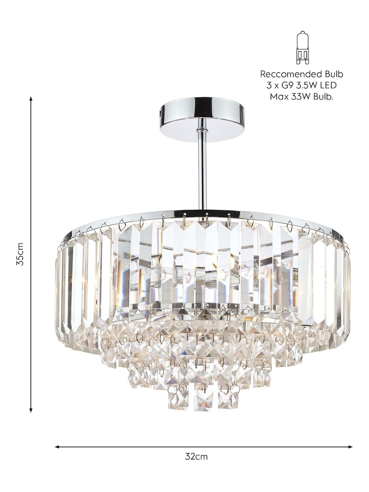 Laura Ashley Chrome Vienna 3 Light Flush Light - Image 5 of 5