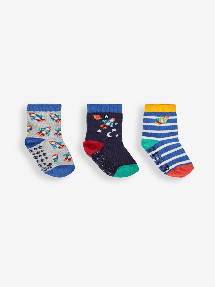 JoJo Maman Bébé Navy 3-Pack Rocket Socks - Image 1 of 4