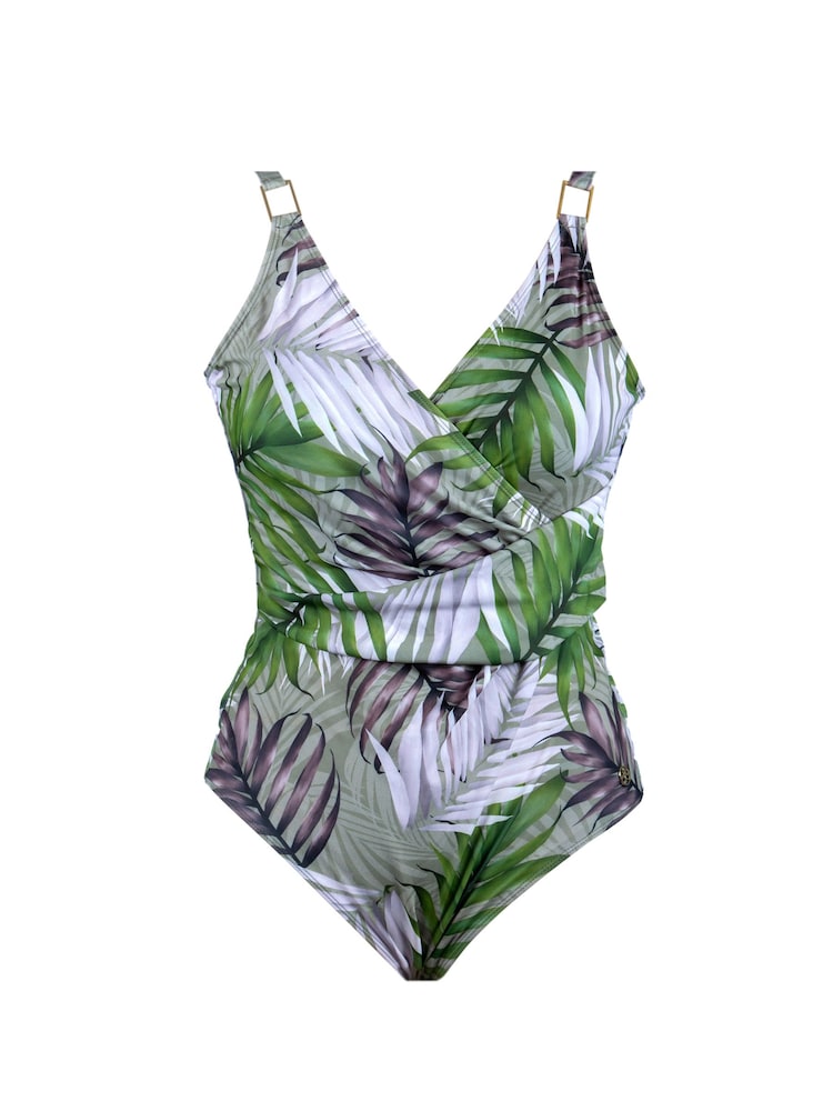 Seaspray Green Hawaii Palm Tummy Control Longer Length Swimsuit - Image 6 of 6