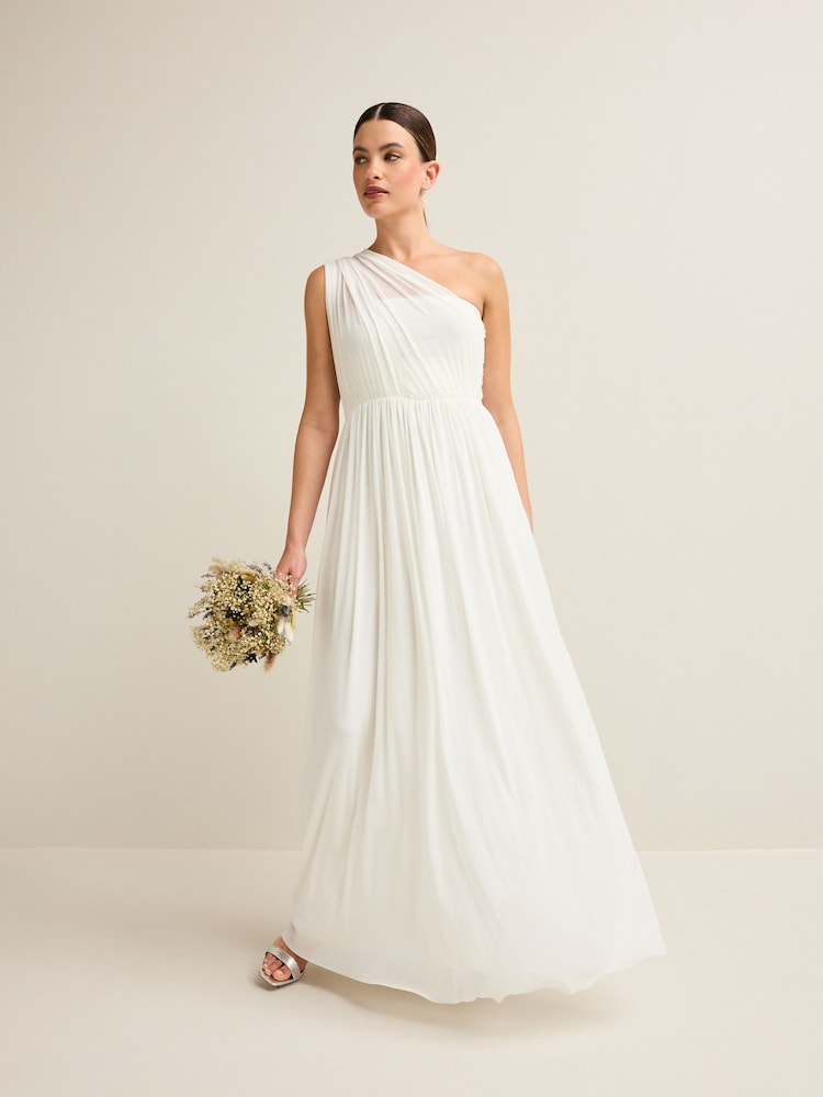 Creme - Bridesmaid Multifunktions-Maxikleid aus Netzstoff - Bild 1 von 9
