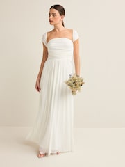 Creme - Bridesmaid Multifunktions-Maxikleid aus Netzstoff - Bild 3 von 9