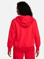 Nike Red Phoenix Fleece Mini Swoosh Oversized Full Zip Hoodie - Image 2 of 7