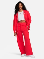 Nike Red Phoenix Fleece Mini Swoosh Oversized Full Zip Hoodie - Image 3 of 7