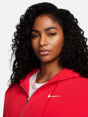 Nike Red Phoenix Fleece Mini Swoosh Oversized Full Zip Hoodie - Image 4 of 7