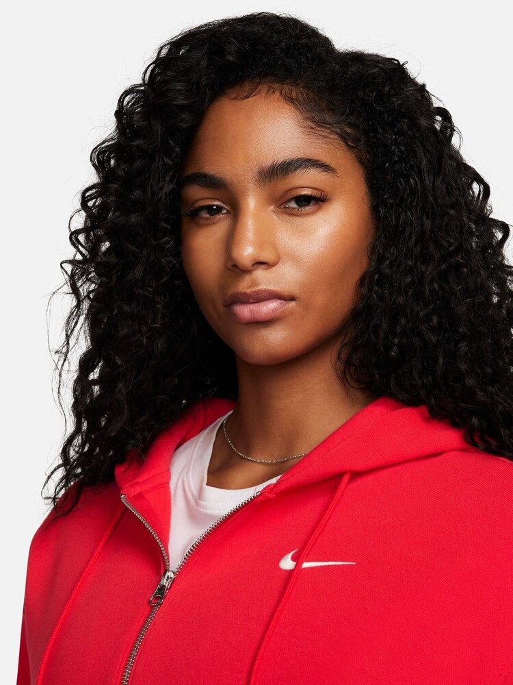 Nike Red Phoenix Fleece Mini Swoosh Oversized Full Zip Hoodie - Image 4 of 7