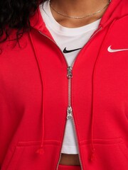 Nike Red Phoenix Fleece Mini Swoosh Oversized Full Zip Hoodie - Image 6 of 7