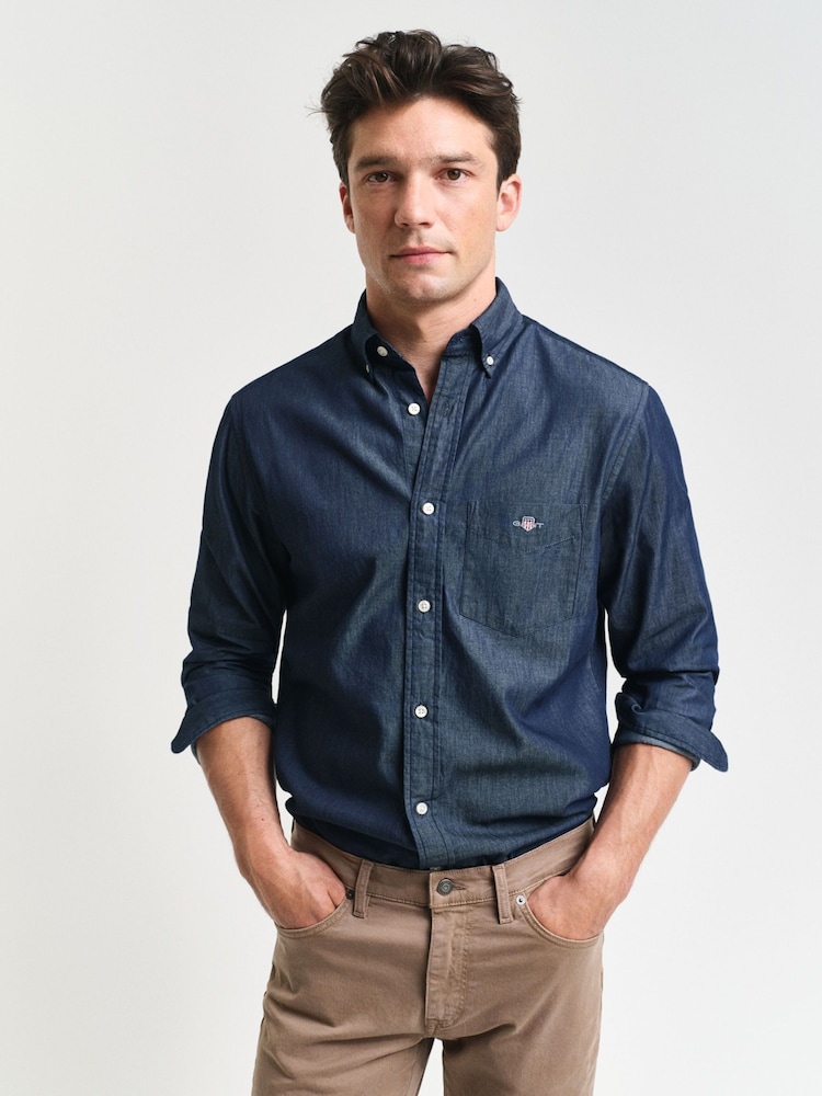 GANT Dark Indigo Chambray Cotton Shirt - Image 1 of 4