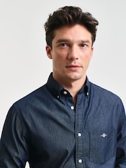 GANT Dark Indigo Chambray Cotton Shirt - Image 3 of 4