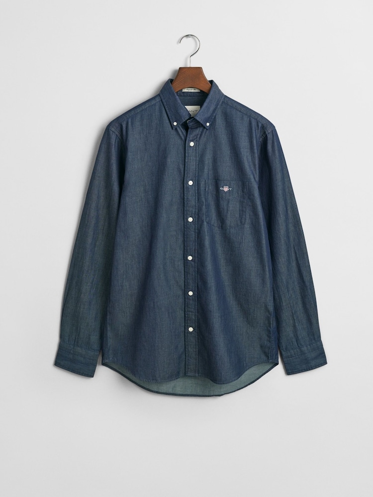 GANT Dark Indigo Chambray Cotton Shirt - Image 4 of 4