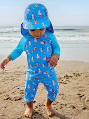 JoJo Maman Bébé Blue Toucan UPF 50 Sun Protection Hat - Image 1 of 4