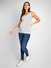 JoJo Maman Bébé Navy Blue & White Navy Blue Stripe 2-Pack Ruched Maternity Vest Tops - Image 6 of 9