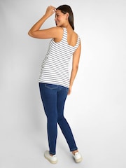 JoJo Maman Bébé Navy Blue & White Navy Blue Stripe 2-Pack Ruched Maternity Vest Tops - Image 7 of 9