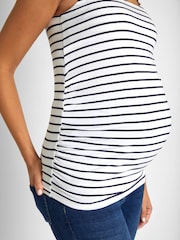 JoJo Maman Bébé Navy Blue & White Navy Blue Stripe 2-Pack Ruched Maternity Vest Tops - Image 9 of 9