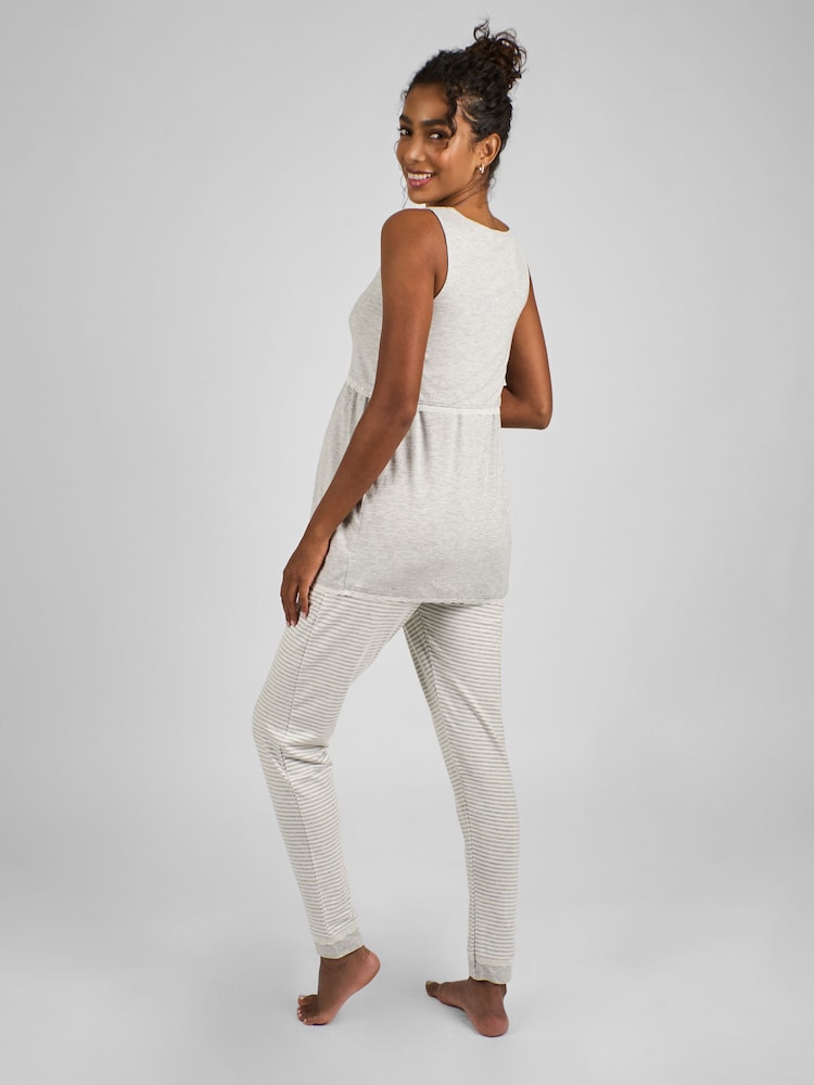 JoJo Maman Bébé Grey Maternity & Nursing Pyjama Set - Image 2 of 5