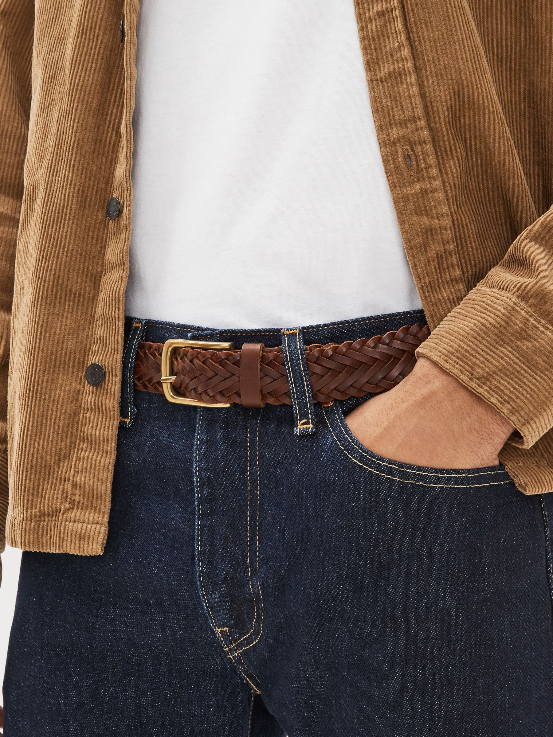 Buy Dark Brown Weave Leather Belt from Next Germany