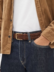 Dark Brown Weave Leather Belt - Image 1 of 4