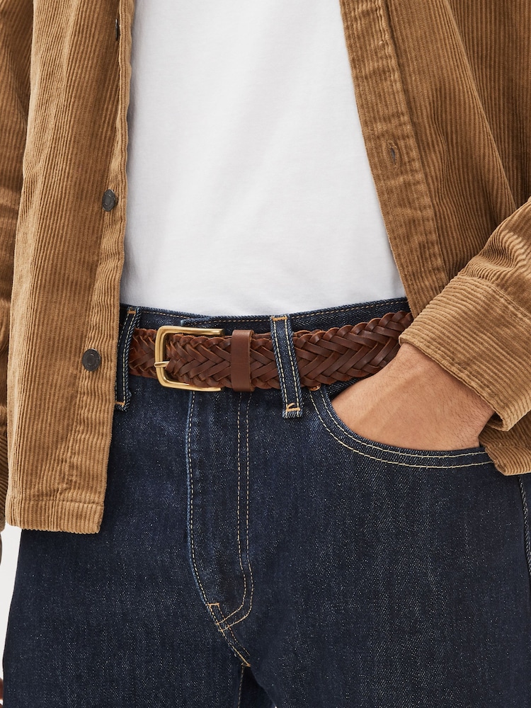 Dark Brown Weave Leather Belt - Image 1 of 4