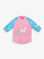 JoJo Maman Bébé Blue Unicorn UPF 50 2-Piece Sun Protection Suit - Image 5 of 9