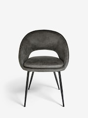 Set of 2 Monza Faux Leather Dark Grey Hewitt Upholstered Black Leg Dining Chairs - Image 2 of 8