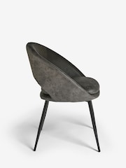 Set of 2 Monza Faux Leather Dark Grey Hewitt Upholstered Black Leg Dining Chairs - Image 5 of 8