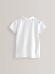White Cotton Stretch Frill Collar School Polo Tops 2 Pack (3-16yrs) - Image 6 of 8
