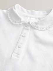White Cotton Stretch Frill Collar School Polo Tops 2 Pack (3-16yrs) - Image 7 of 8