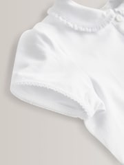 White Girls Cotton Stretch Frill Collar School Polo Tops 2 Pack (3-16yrs) - Image 9 of 9