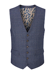 Skopes Navy Woolf Check Tailored Fit Suit Waistcoat - Image 4 of 5
