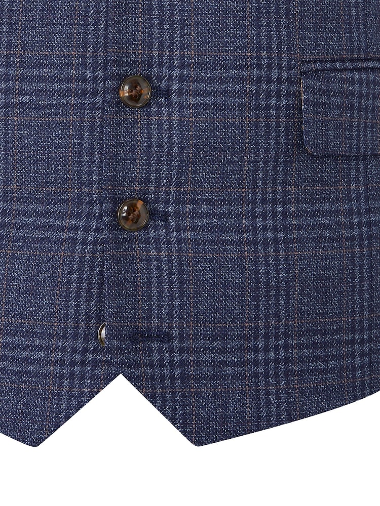 Skopes Navy Woolf Check Tailored Fit Suit Waistcoat - Image 5 of 5