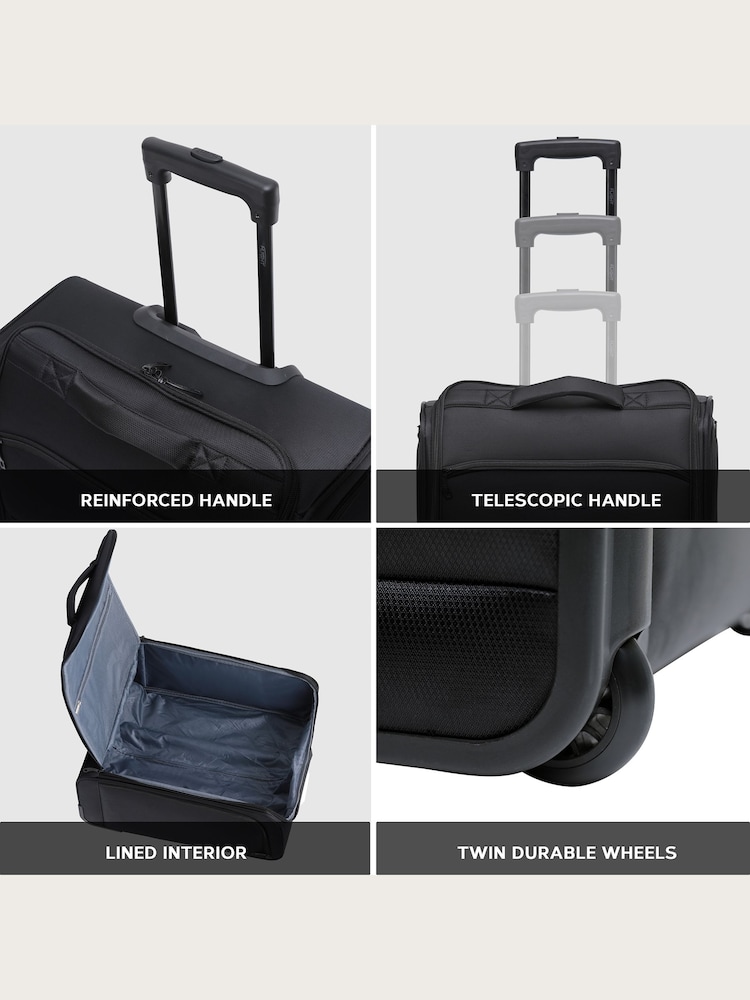 Noir - Valise de cabine souple Flight Knight 56x45x25cm Easy Jet à enfiler - Image 5 of 7