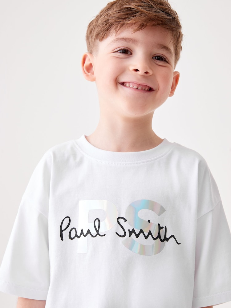 Paul Smith Junior Boys Holographic Short Sleeve Oversized Iconic Print 100% Cotton T-Shirt - Image 2 of 6