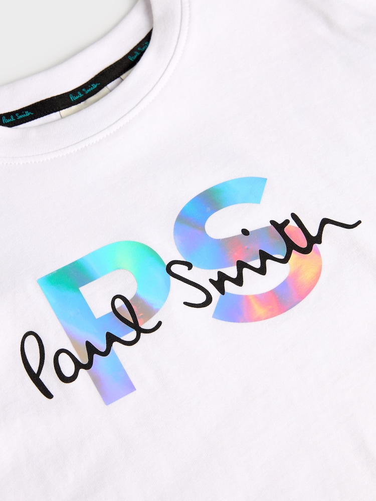 Paul Smith Junior Boys Holographic Short Sleeve Oversized Iconic Print 100% Cotton T-Shirt - Image 6 of 6