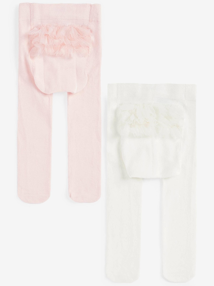 White/Pink Tights Baby 2 Pack (0mths-2yrs) - Image 1 of 2