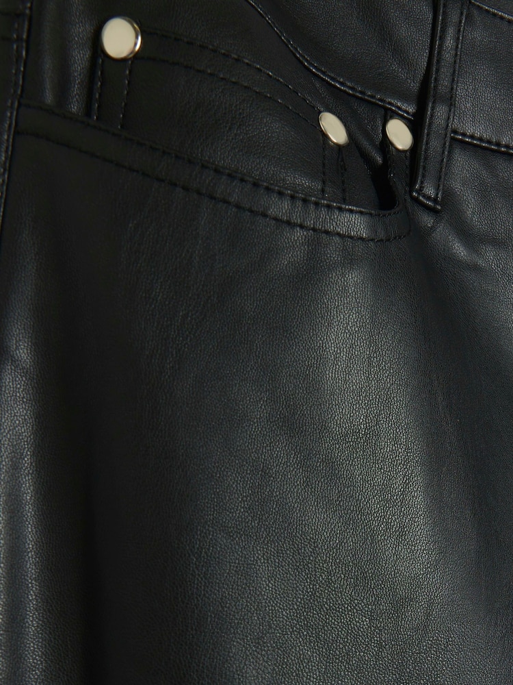 River Island Black Faux Leather Straight Leg Trousers - Image 1 of 4