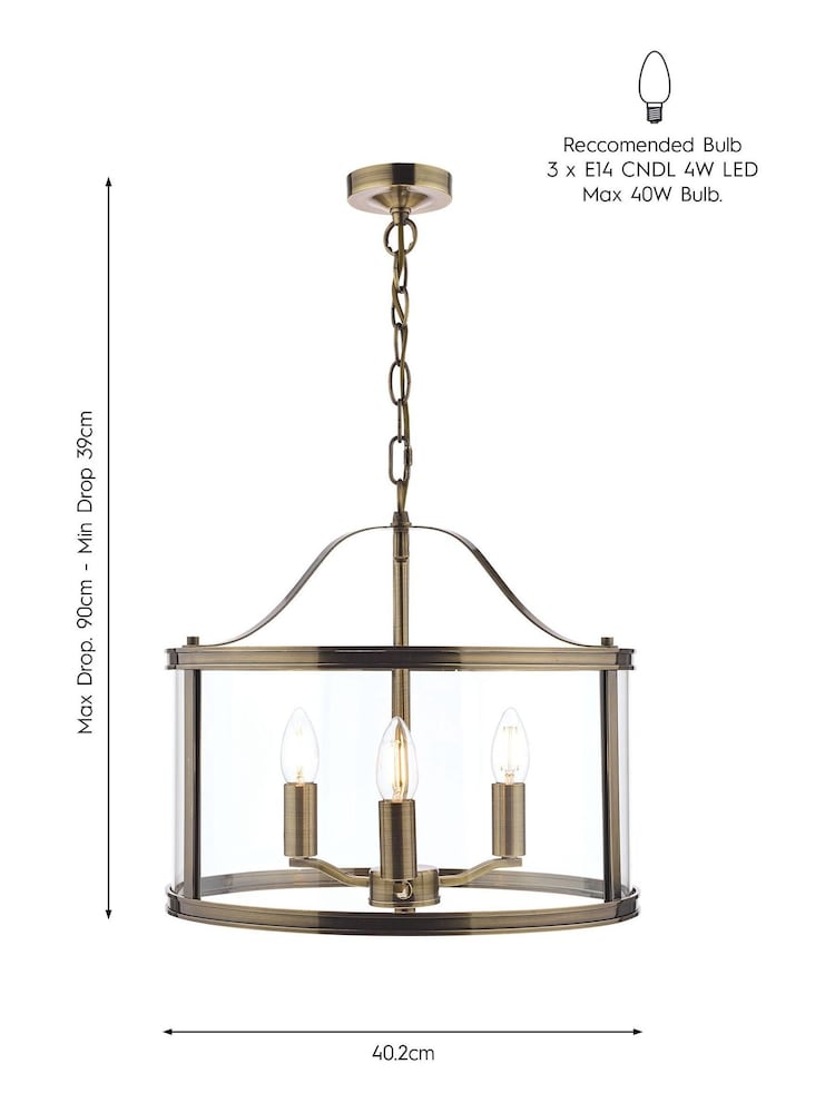 Laura Ashley Brass Harrington Pendant 3 Light Ceiling Light - Image 5 of 5