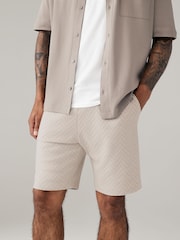 Neutral Textured Zig Zag Jersey Shorts - Image 1 of 6
