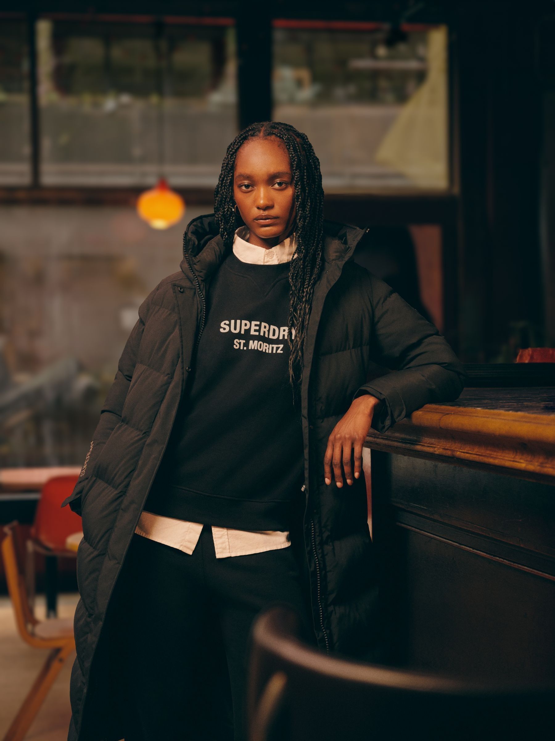 Superdry black padded coat on sale