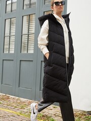 Black Longline Padded Gilet - Image 1 of 7