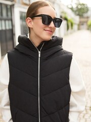 Black Longline Padded Gilet - Image 3 of 7